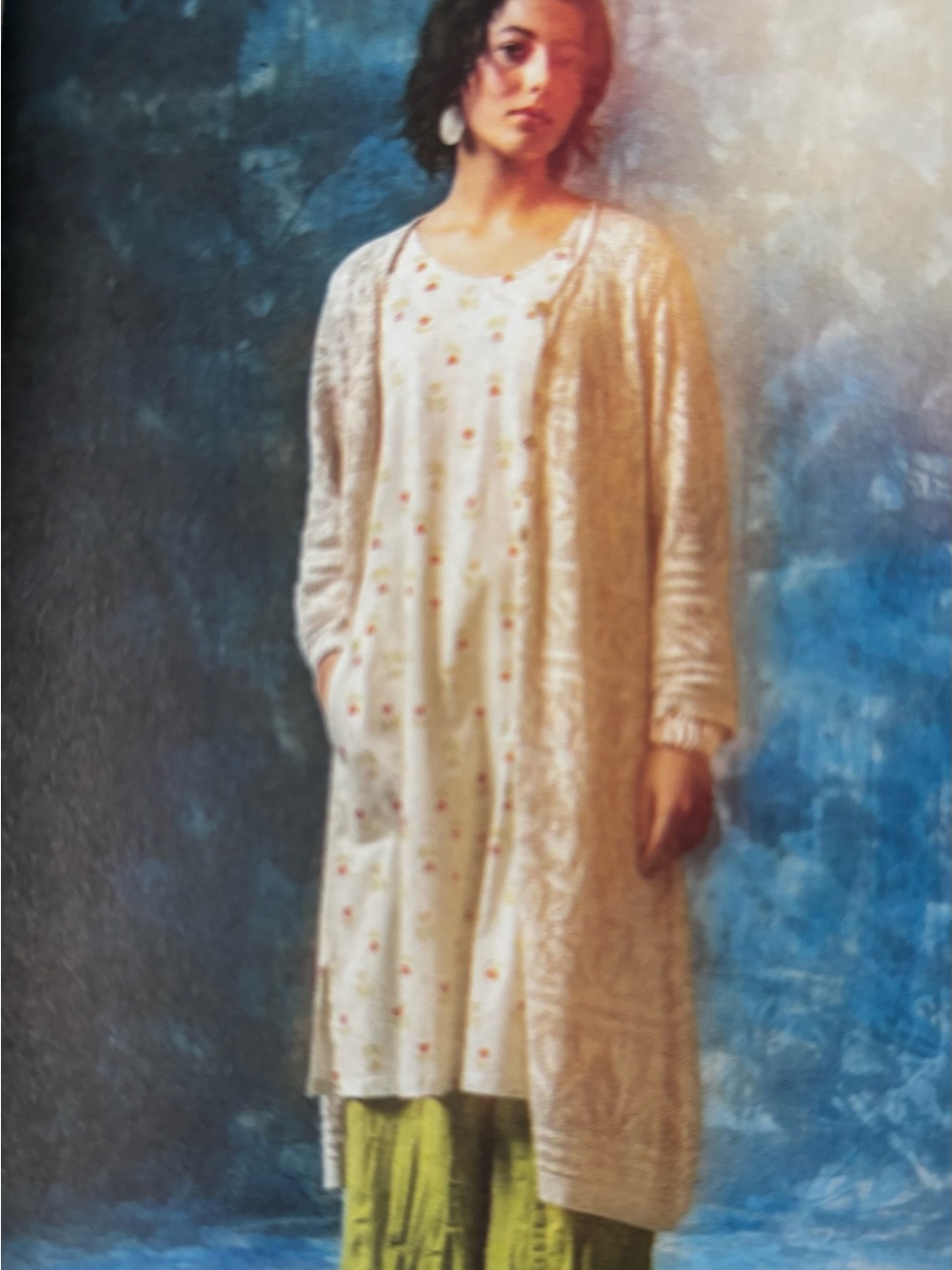 Gudrun Sjoden “Casablanca” Pointelle Cardigan, Nature, Size Large
